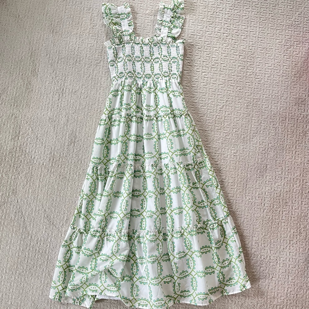 Green and White Maxi Dress
